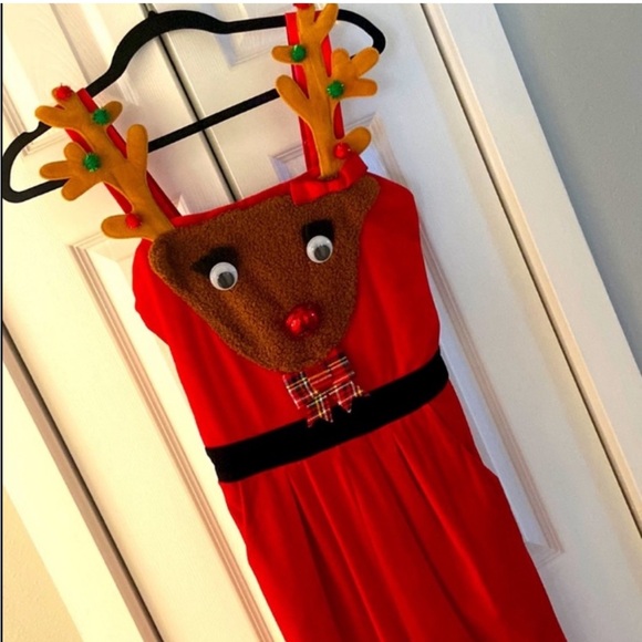 Born Famous Raindeer Holiday Jumpsuit Romper Multicolor sz L - Picture 12 of 13